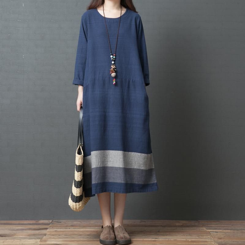 Plus Size Loose Autumn Cotton Linen Dress