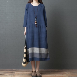 Plus Size Loose Autumn Cotton Linen Dress