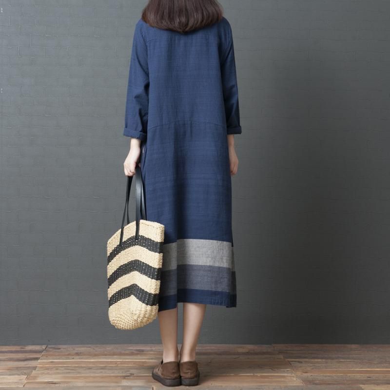 Plus Size Loose Autumn Cotton Linen Dress