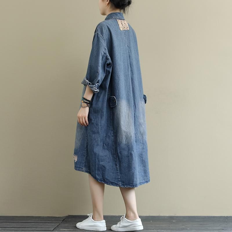 Retro Denim Washed Mid-length Kjole