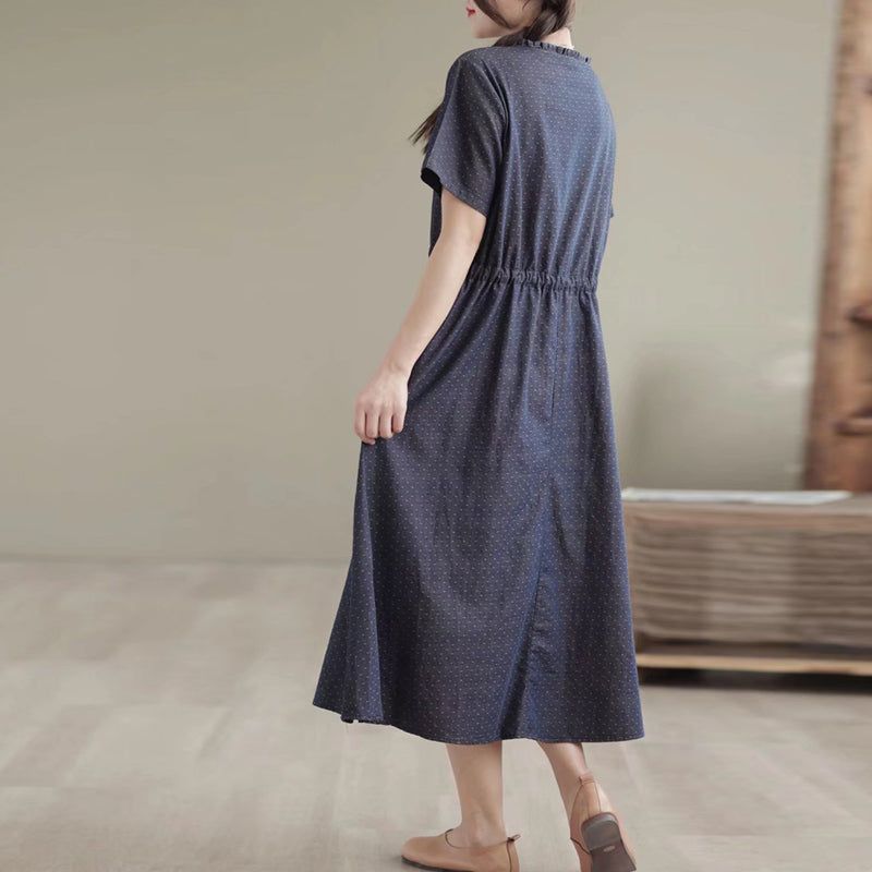 Sommer Comfy Loose Retro Linen Bomuld Denim Kjole