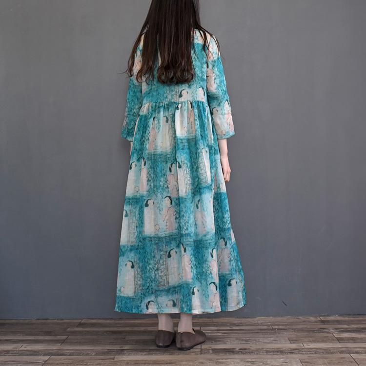 Sommer Kortærmet Print Floral Maxi Kjole