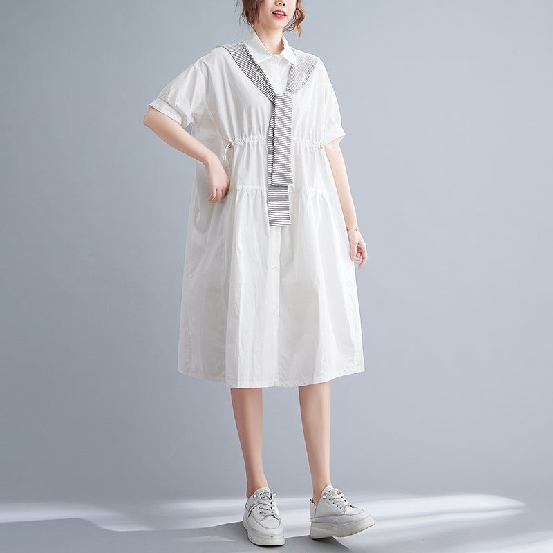 Summer Plain Loose Bomuld Vintage Midi-kjole