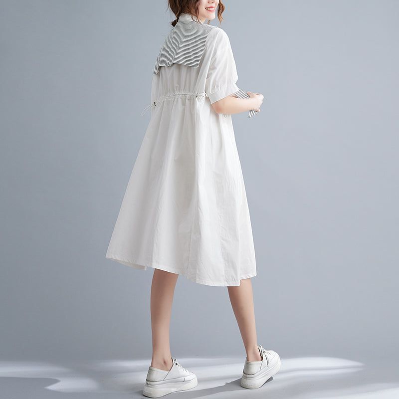 Summer Plain Loose Bomuld Vintage Midi-kjole