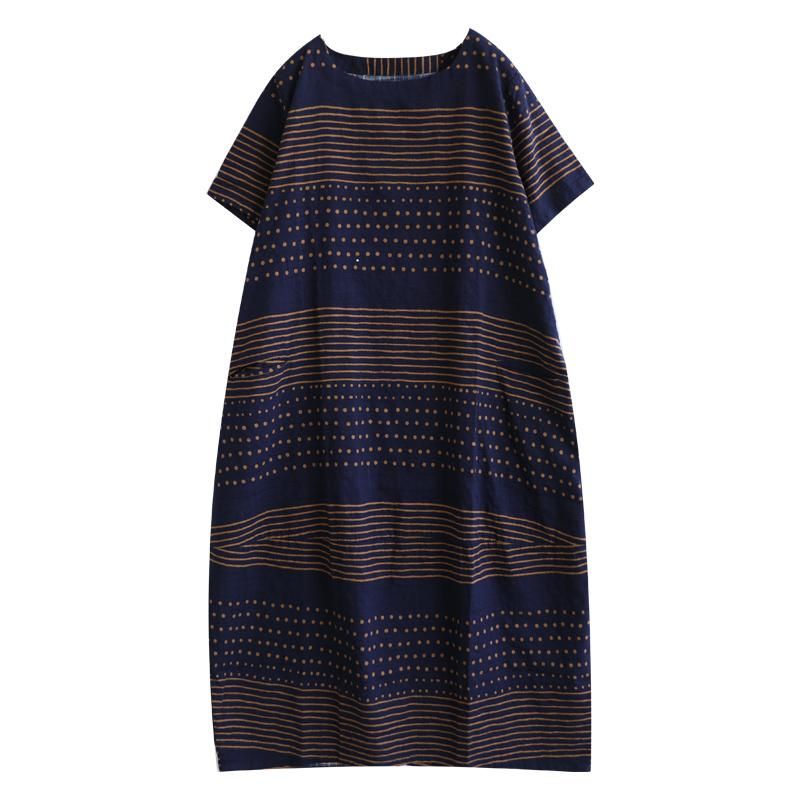 Summer Stripe Bomuld Linned Fairy Midi Dress