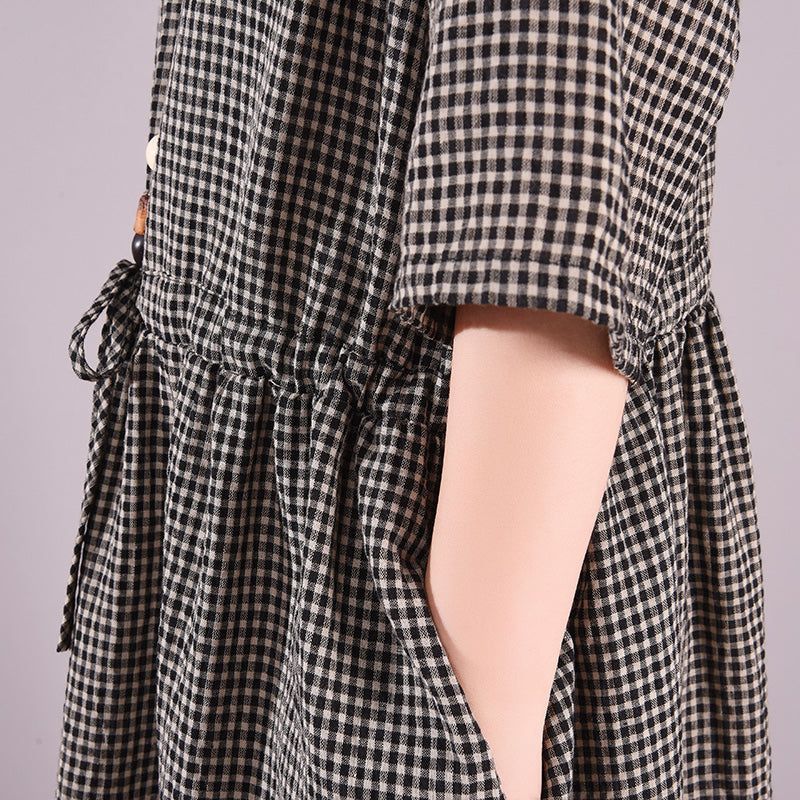 Summer Vintage Casual Bomuld Plaid Kjole