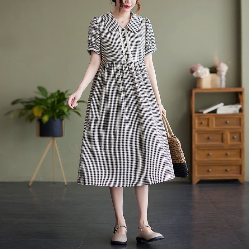 Summer Vintage Polo Krave Plaid Midi Kjole