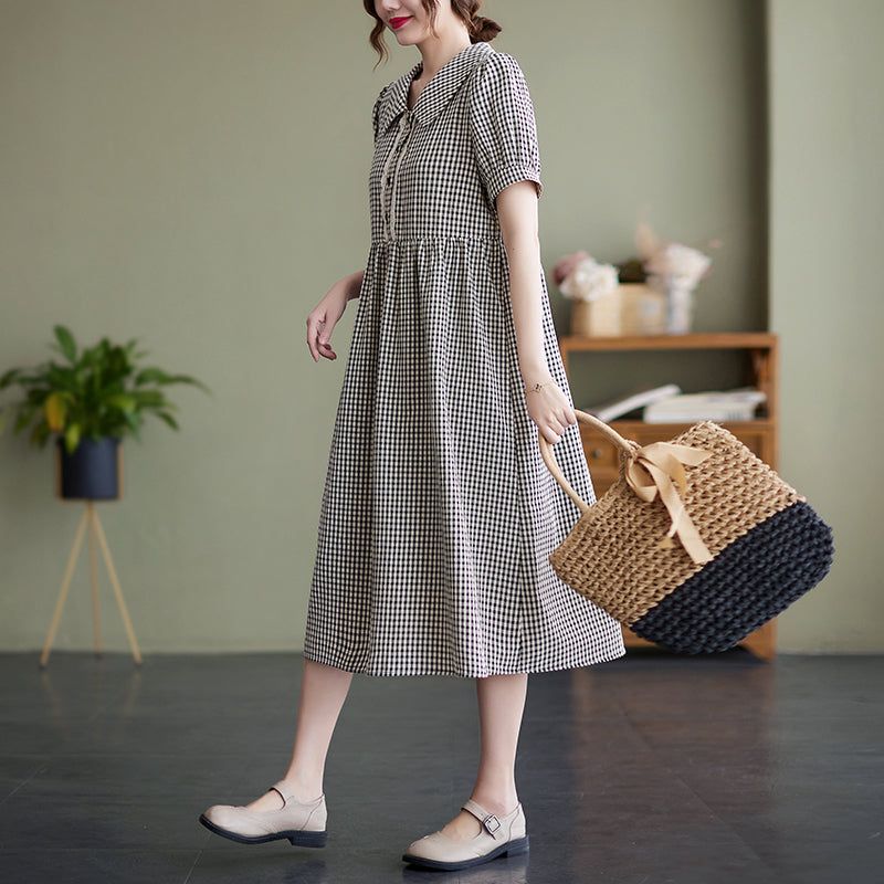 Summer Vintage Polo Krave Plaid Midi Kjole