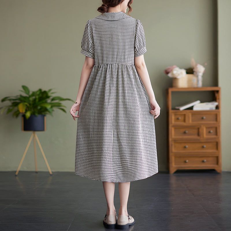 Summer Vintage Polo Krave Plaid Midi Kjole