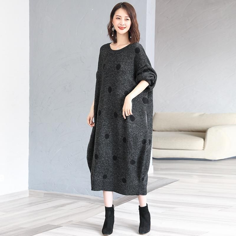 Winter Dot Loose Thick Warm Sweater Dress