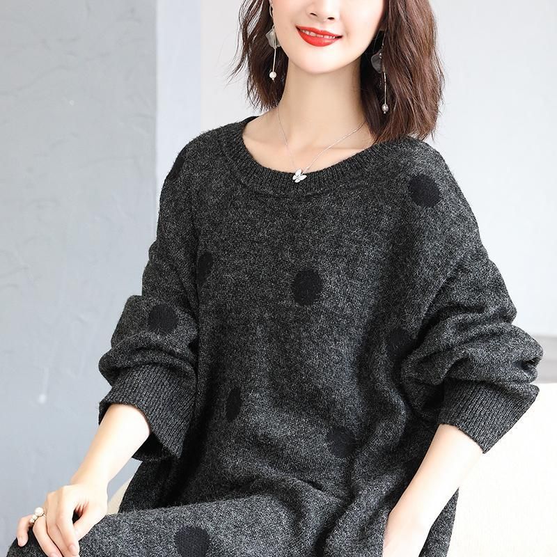 Winter Dot Loose Thick Warm Sweater Dress