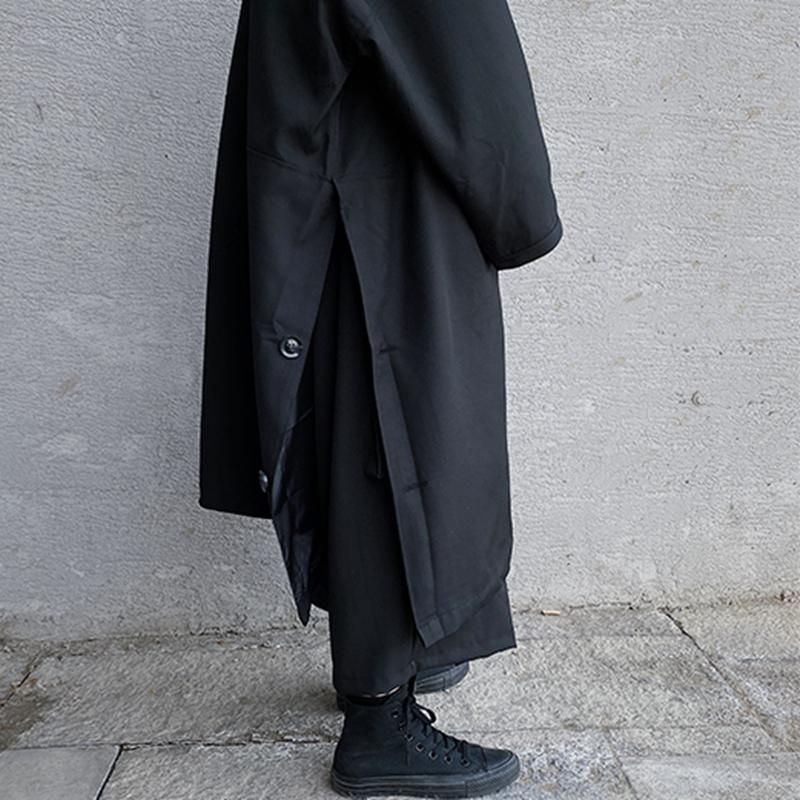 Lang Cardigan Trench Loose Coat Med Hætte