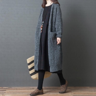 Over Knæet Vinter Loose Knit Sweater Cardigan