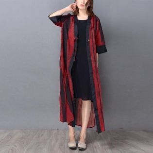 Silke Retro Vertical Stripe Cardigan Loose Coat