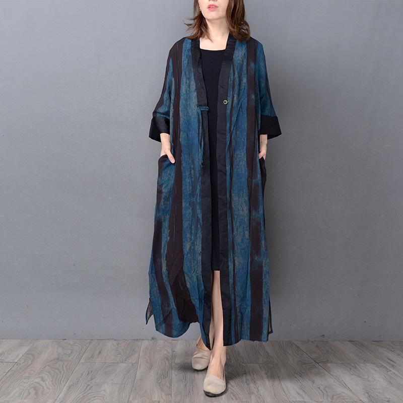 Silke Retro Vertical Stripe Cardigan Loose Coat