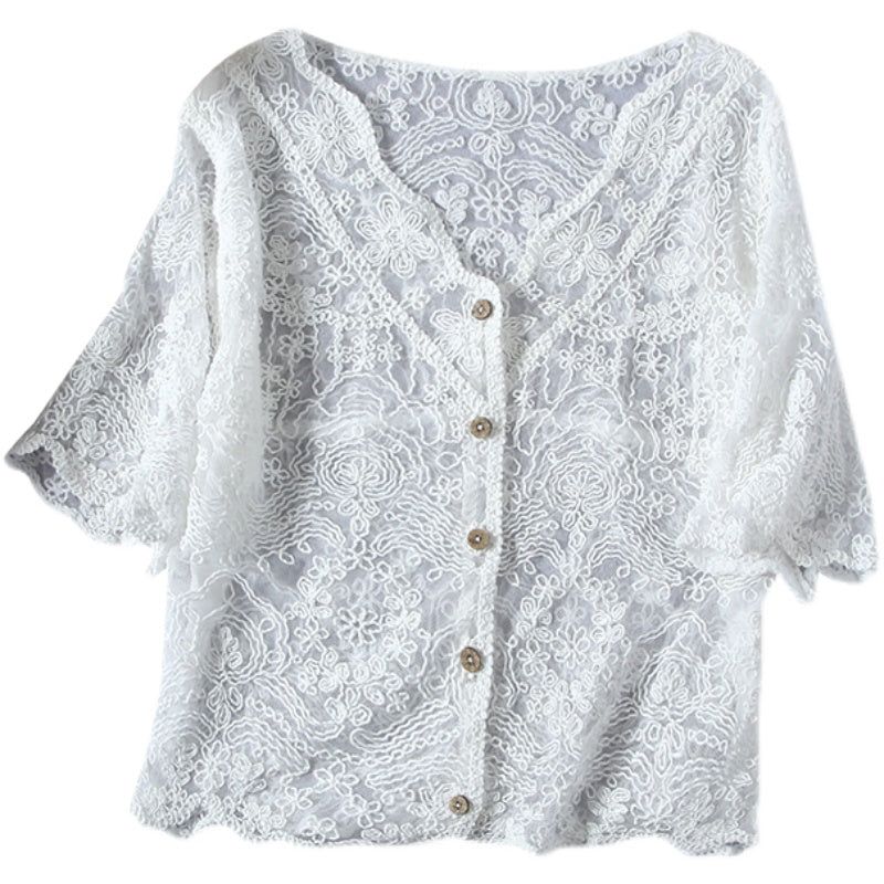 Sommer Bomuld Linned Translucent Blonde Cardigan