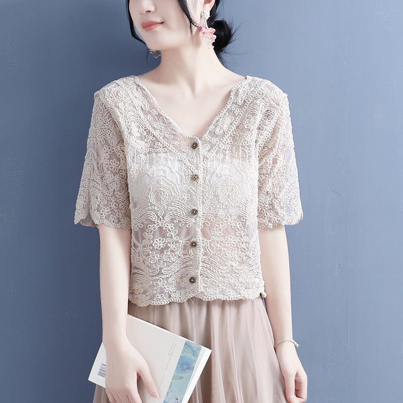 Sommer Bomuld Linned Translucent Blonde Cardigan