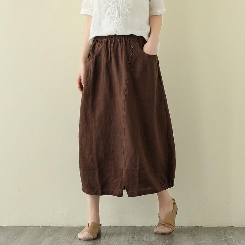 A-line Split Casual Linned Nederdel