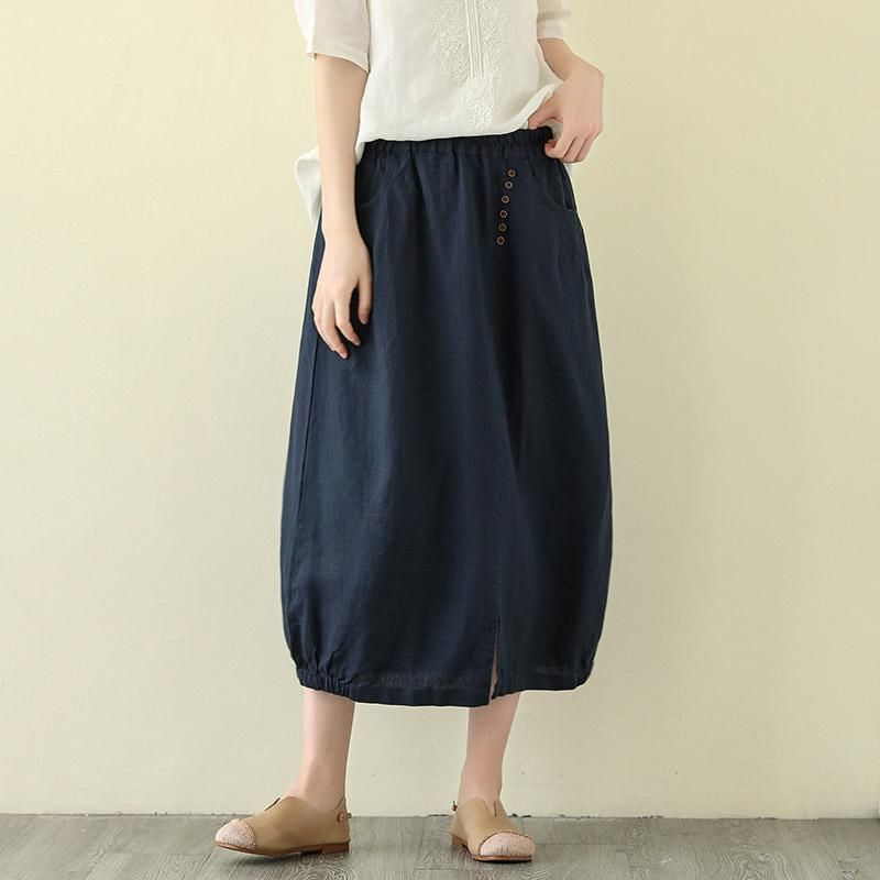 A-line Split Casual Linned Nederdel