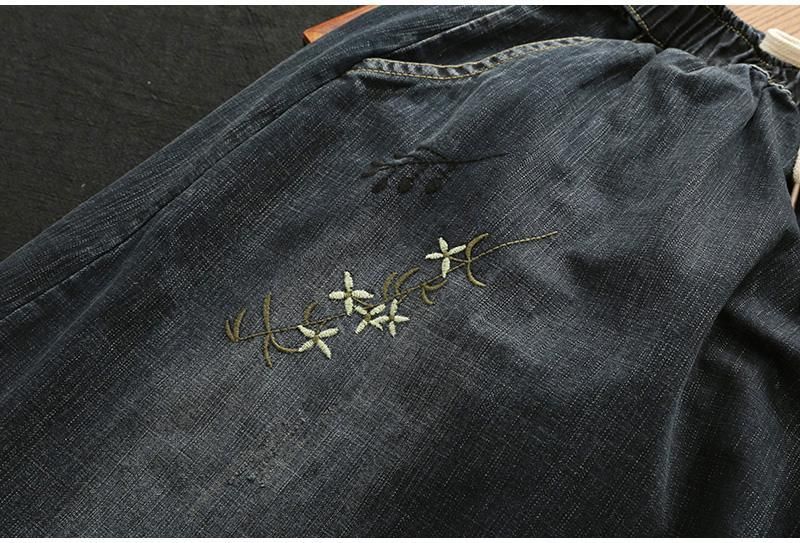 Denim Broderi Retro Nederdel