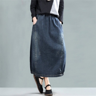 Spring Retro A-line Bomuld Denim Nederdel