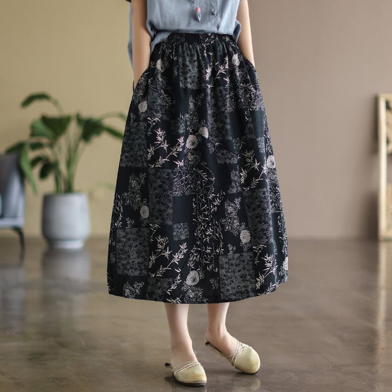 Summer Vintage Floral A-line Bomuldsnederdel