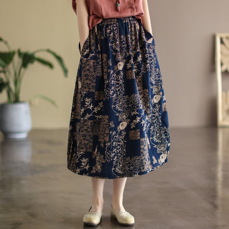 Summer Vintage Floral A-line Bomuldsnederdel