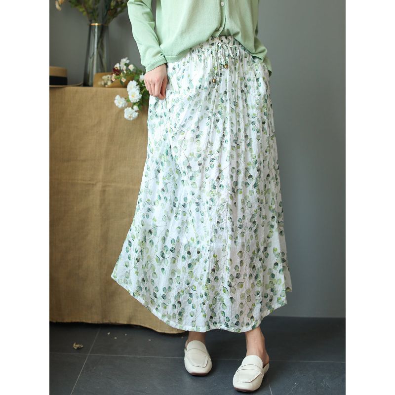 Summer Vintage Floral Loose Lyocell Nederdel