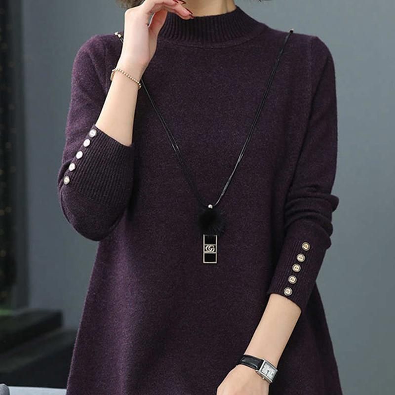 Damestrikket Top Mellemlang Sweater