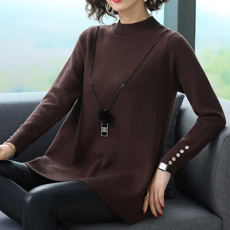 Damestrikket Top Mellemlang Sweater