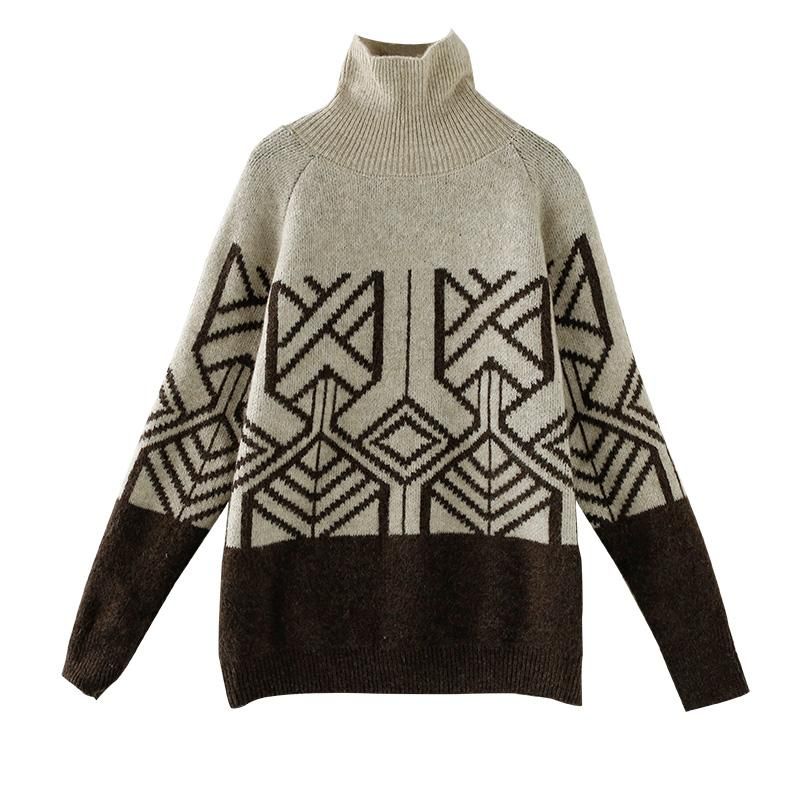 Efterår Retro Tyk Rullekrave Strikket Sweater