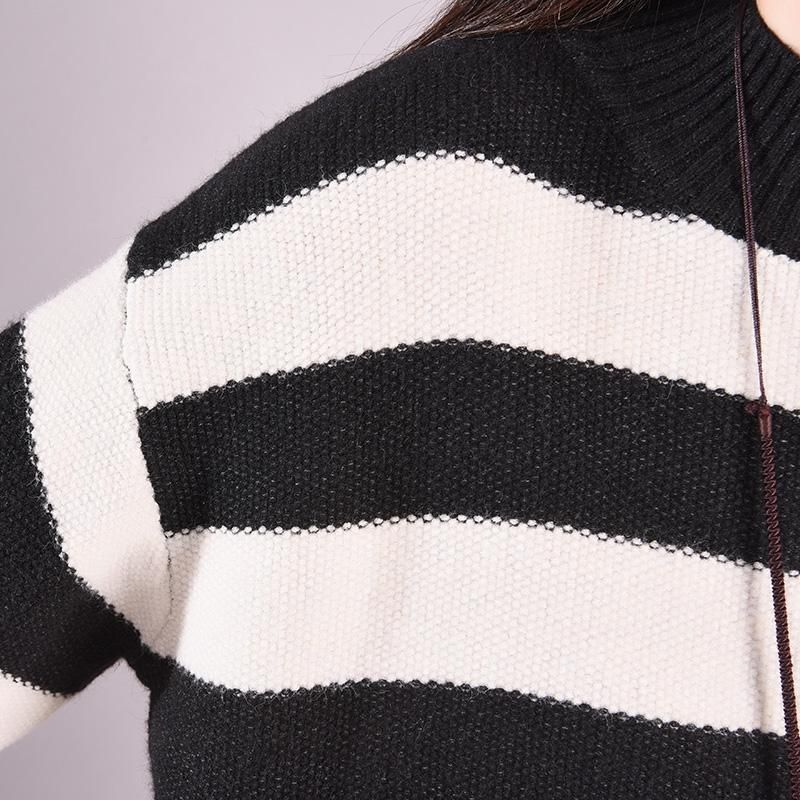 Efterår Vinter Stripe Rundhalset Strikket Sweater