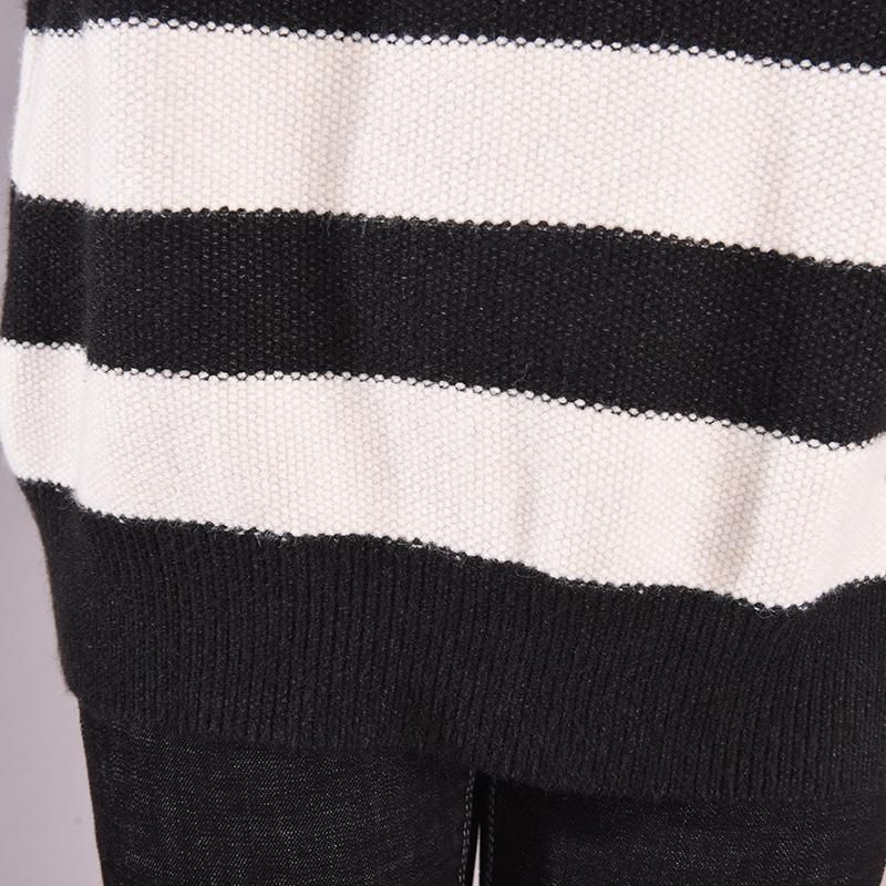 Efterår Vinter Stripe Rundhalset Strikket Sweater