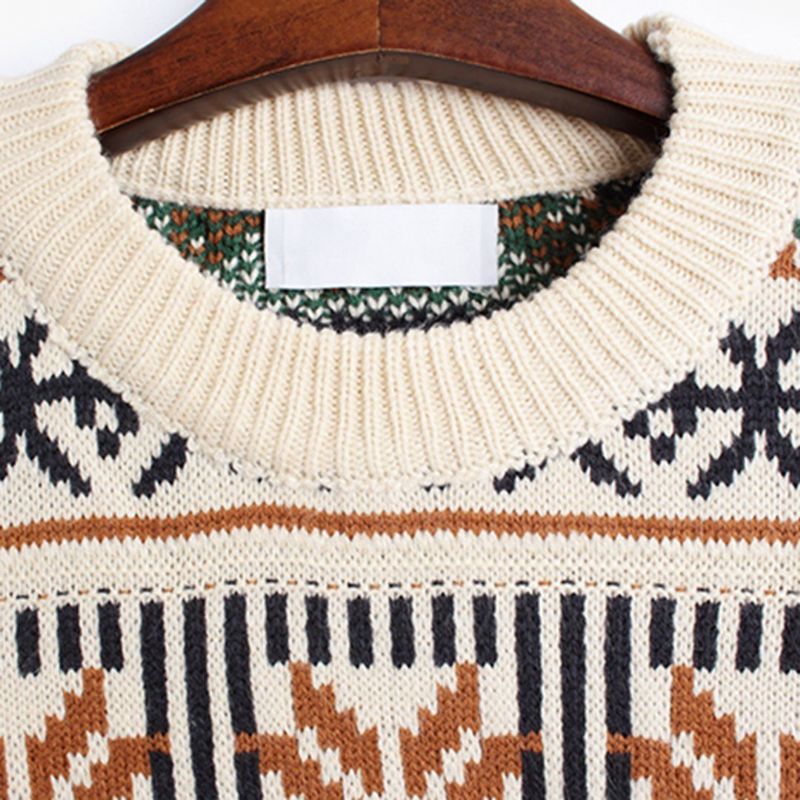 Geometrisk Vintage Casual Løs Strikket Sweater