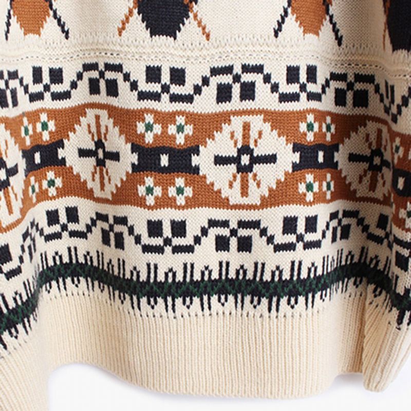 Geometrisk Vintage Casual Løs Strikket Sweater