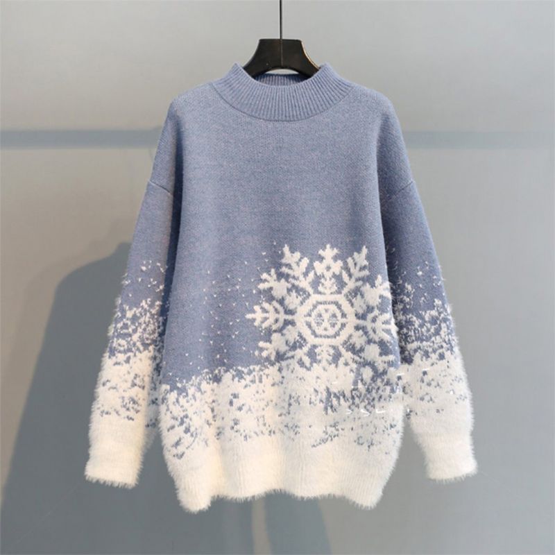 Pullover Snowflake Julestrikket Sweater