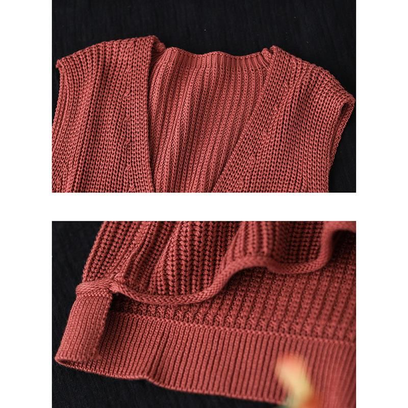 Retro V-hals Bomuld Strik Pullover Sweater Vest