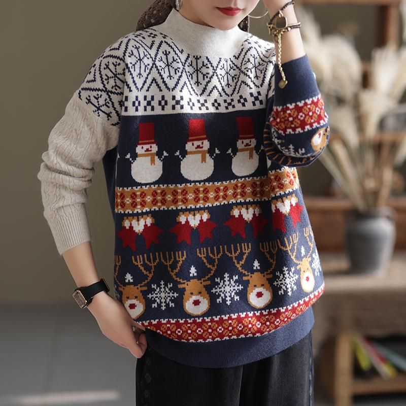 Vinter Damer Julestil Uldstrikket Sweater