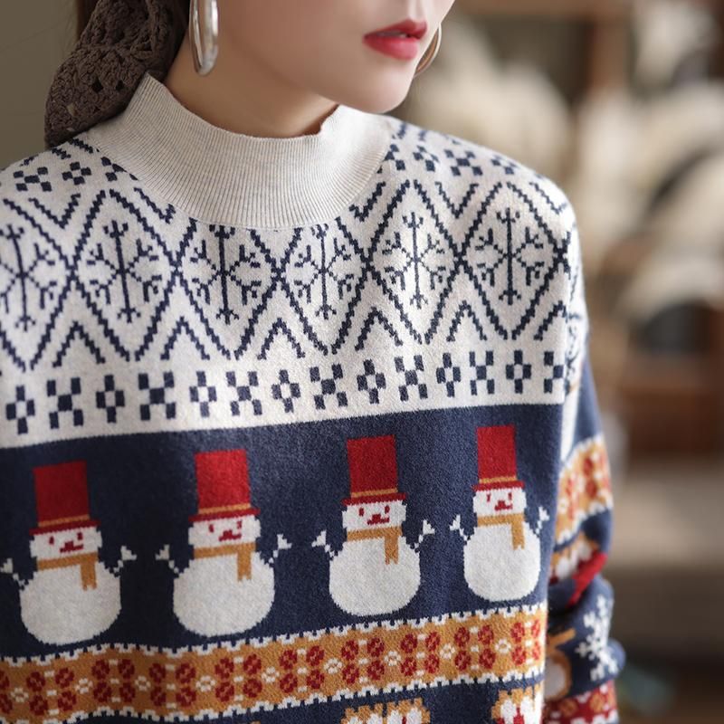 Vinter Damer Julestil Uldstrikket Sweater