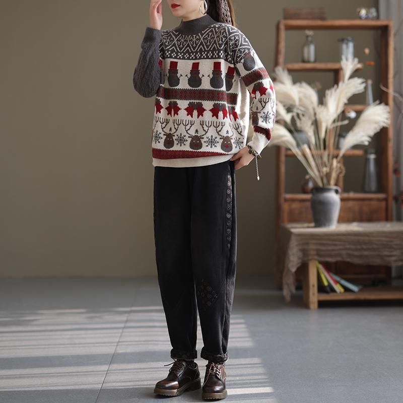 Vinter Damer Julestil Uldstrikket Sweater