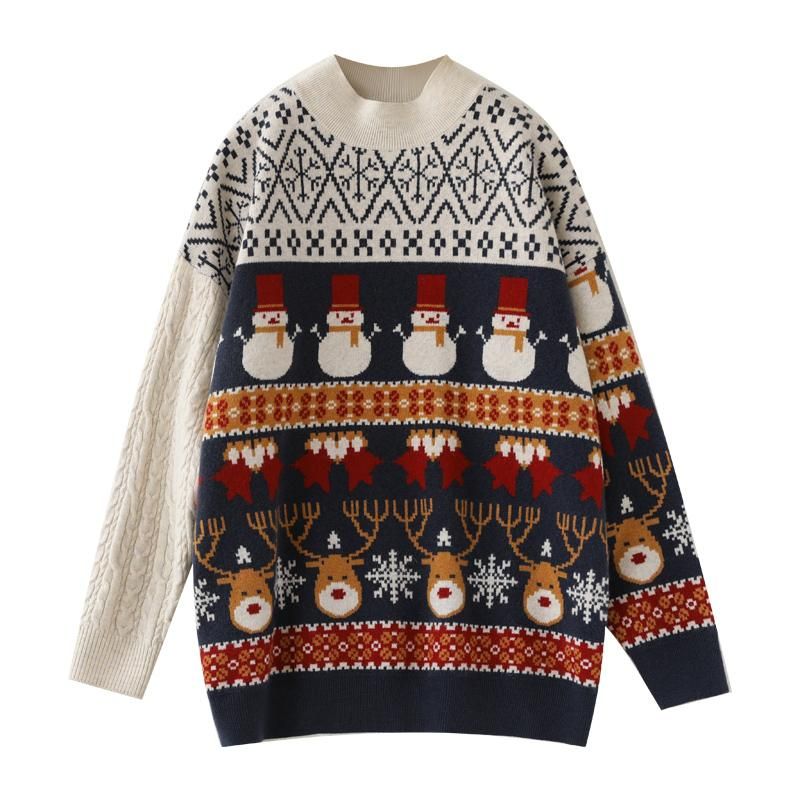 Vinter Damer Julestil Uldstrikket Sweater