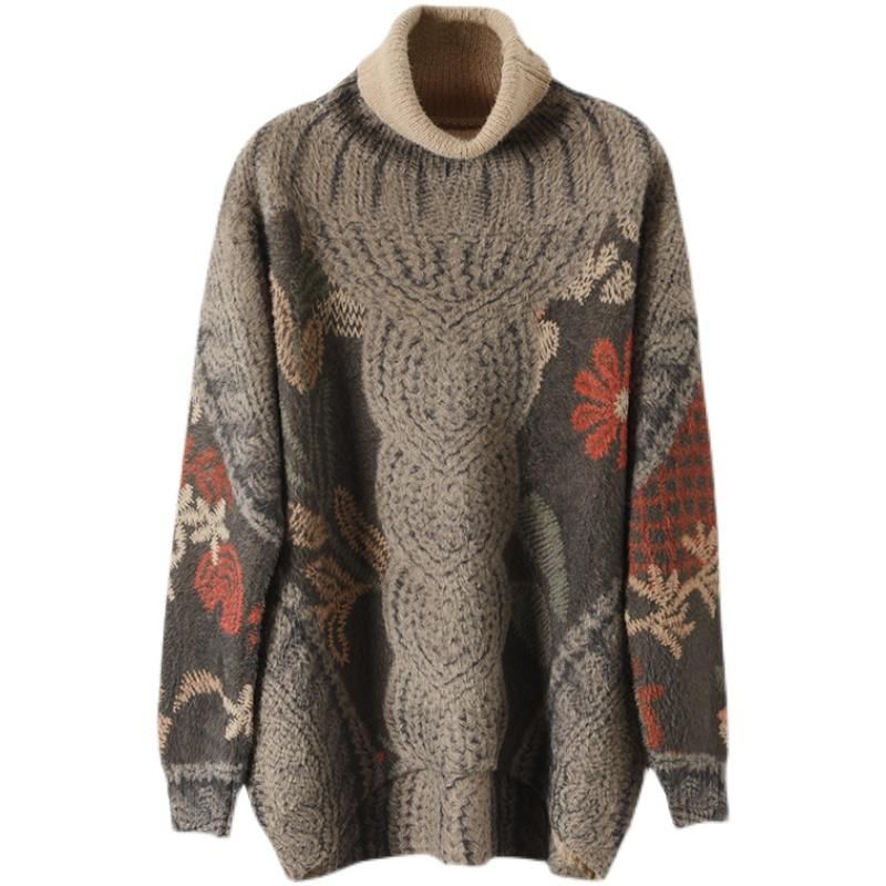 Vinter Retro Rullekrave Ulden Strikket Løs Sweater