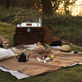 Bærbar Fugttæt Picnicmåtte Linned