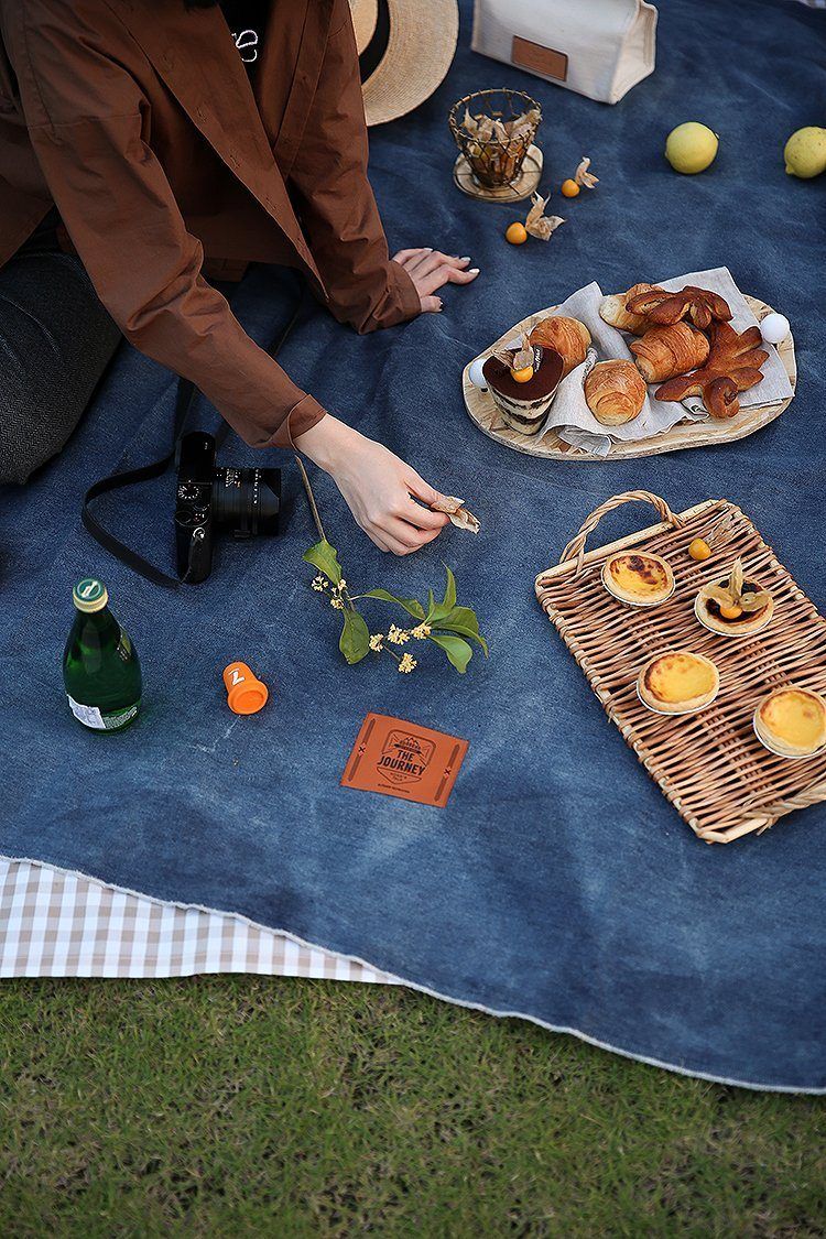 Bærbar Fugttæt Picnicmåtte Linned