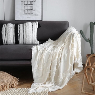 Pure Color Tassel Wool Cover Sofa Tæppe