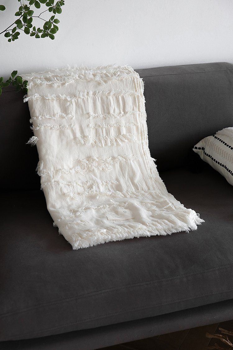 Pure Color Tassel Wool Cover Sofa Tæppe