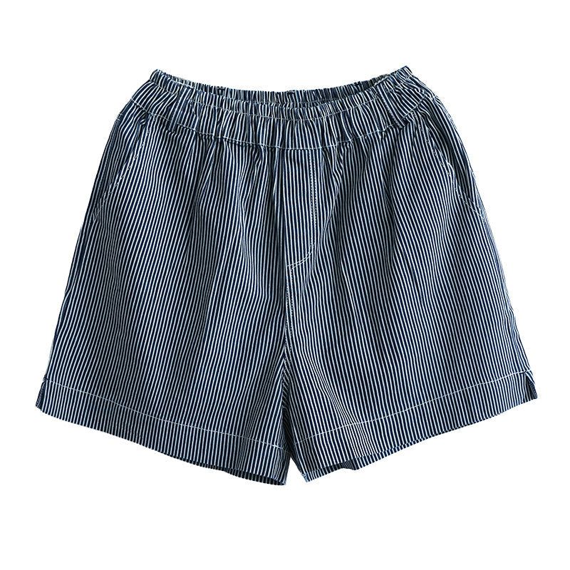 Dame Sommer Loose Stripe Bomuld Denim Shorts