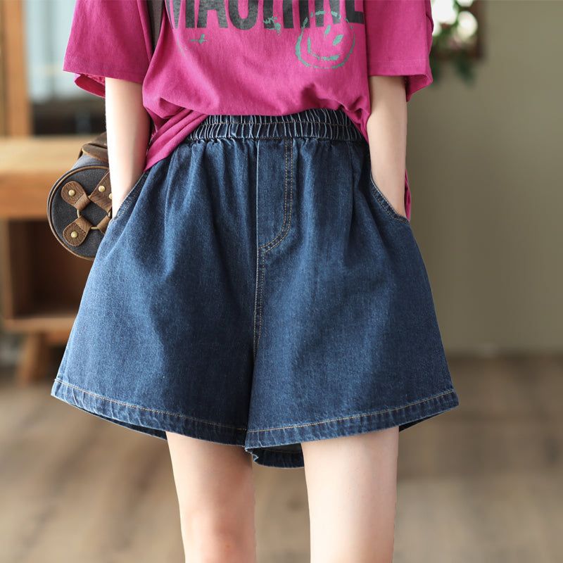 Dame Sommer Retro Løse Bomulds Denimshorts