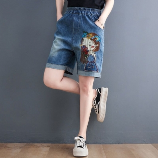 Dame Summer Retro Brodery Denim Shorts