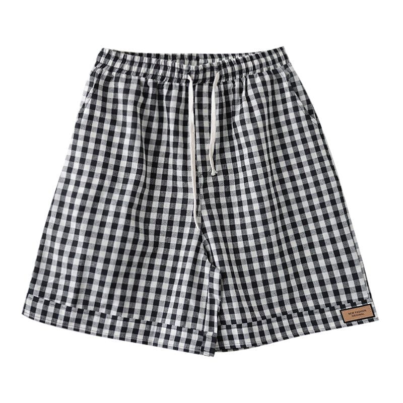 Kvinder Sommer Bomuld Linned Løse Plaid Shorts